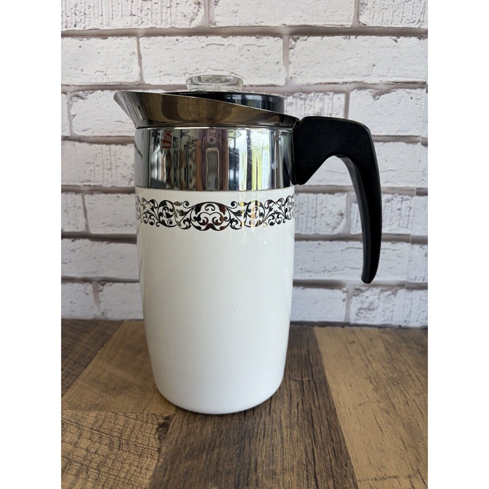 Corningware Rare Platinum Filigree 6 Cup Pitcher P-406-EP Non Electric